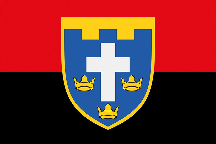 Прапор 124 окремої бригади територіальної оборони (124 ОБрТрО) червоно-чорний