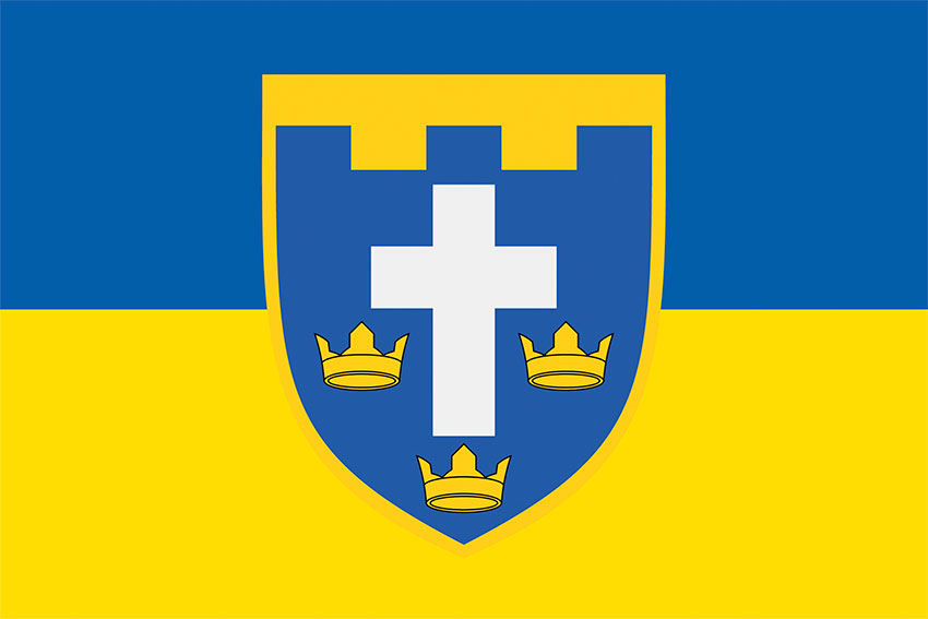 Прапор 124 окремої бригади територіальної оборони (124 ОБрТрО) синьо-жовтий