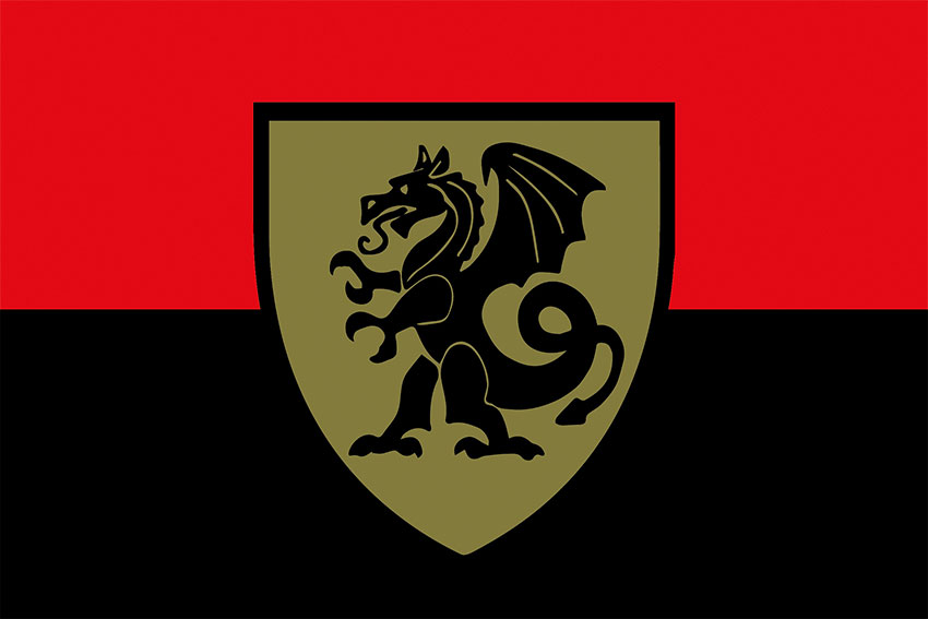 Прапор 21 окремої механізованої бригади (21 ОМБр) червоно-чорний