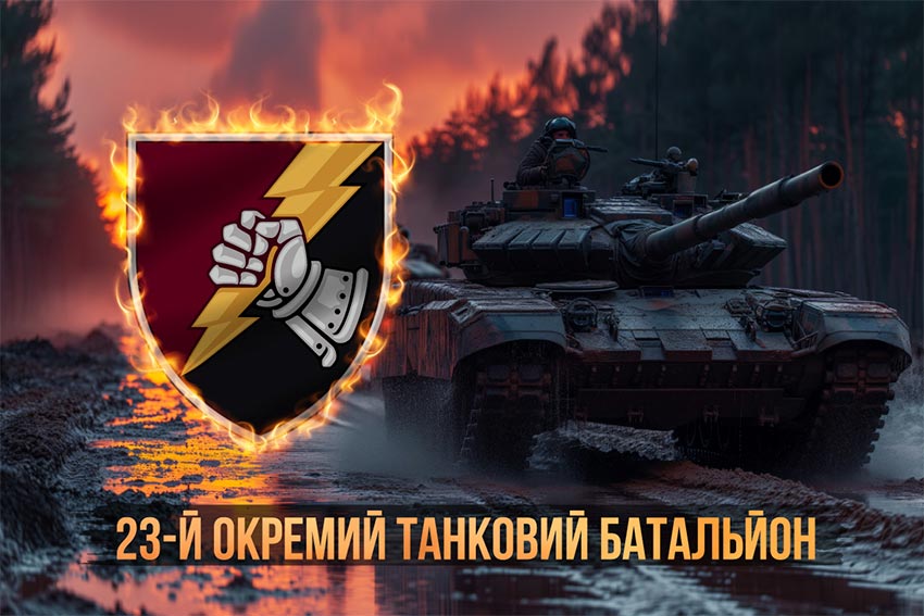 Прапор 23 ОТБ (окремого танкового батальйона) ДШВ ЗСУ танки на марші