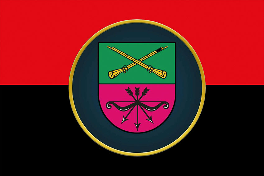 Прапор 23 окремої бригади охорони громадського порядку «Хортиця» (23 ОБрОГП) червоно-чорний