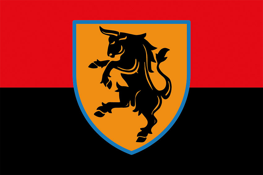 Прапор 43 окремої механізованої бригади (43 ОМБр) червоно-чорний