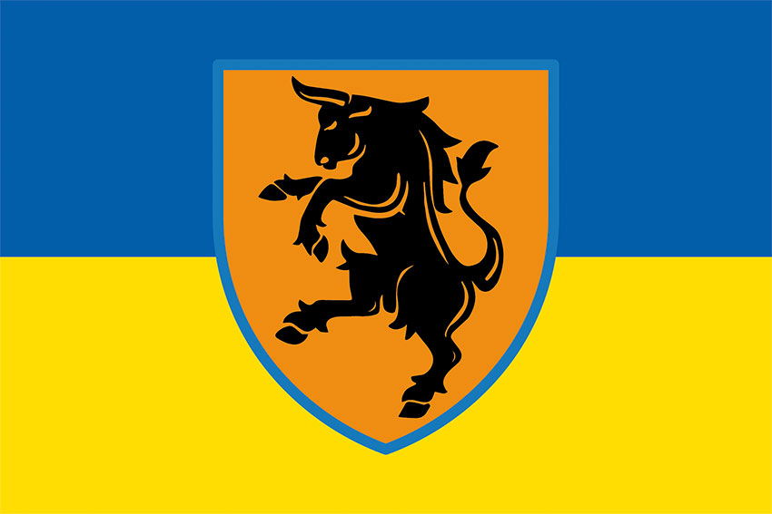 Прапор 43 окремої механізованої бригади (43 ОМБр) синьо-жовтий