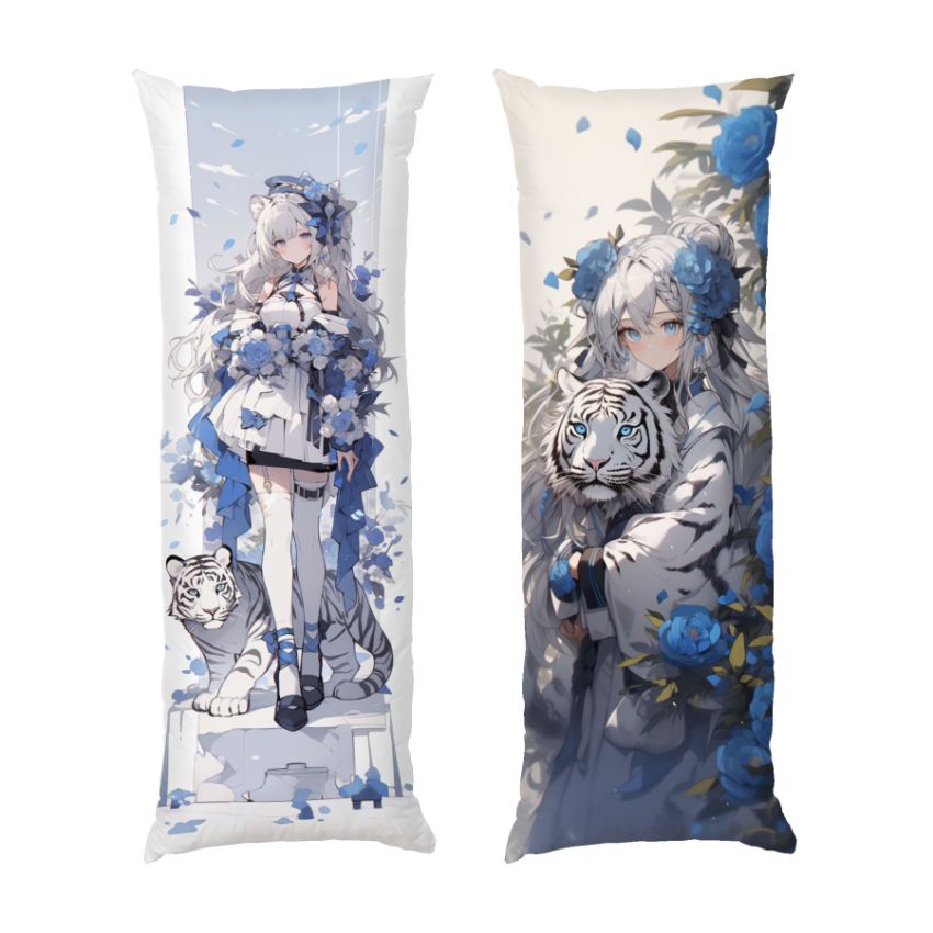 Аніме дівчина з білим тигром Anime girl white tiger Аrt