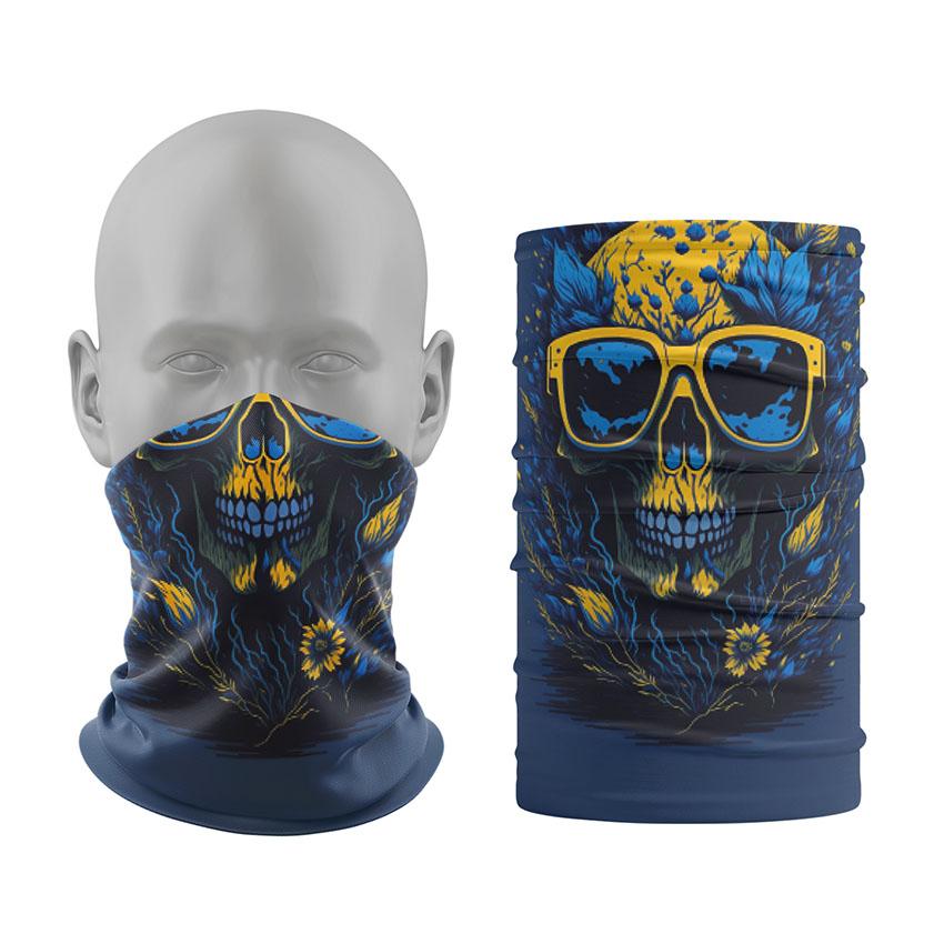 Баф Череп у квітах Синьо-жовтий