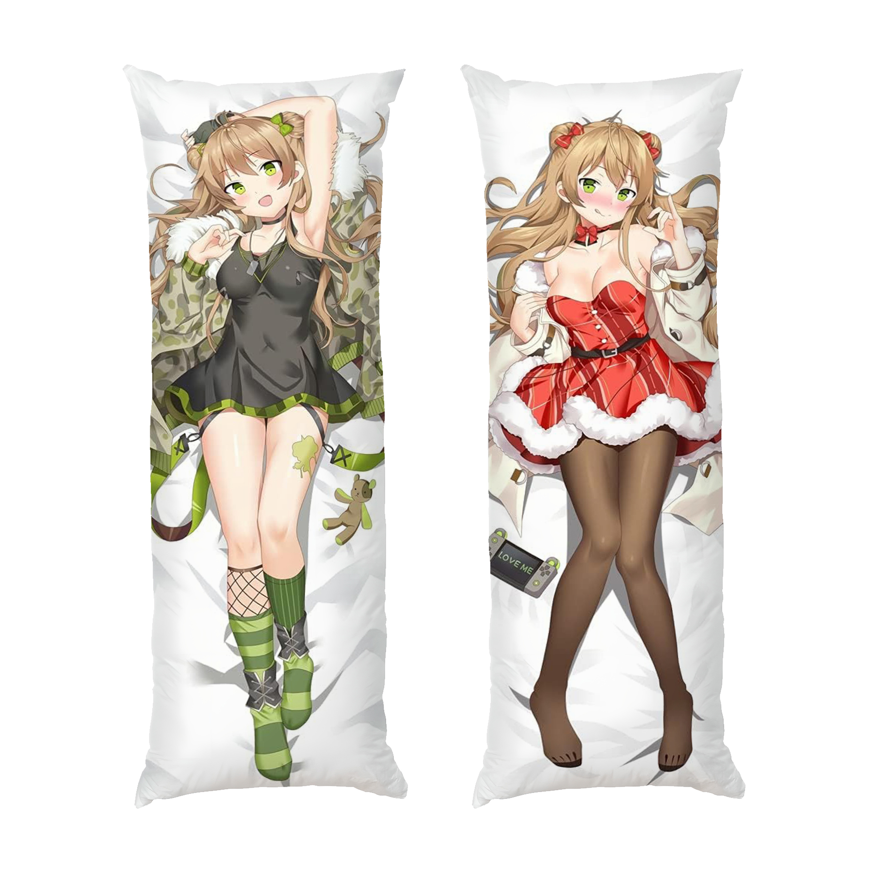 Чарівна аніме дівчинка Зелена та червона сукня Cute anime girl Green and red dress