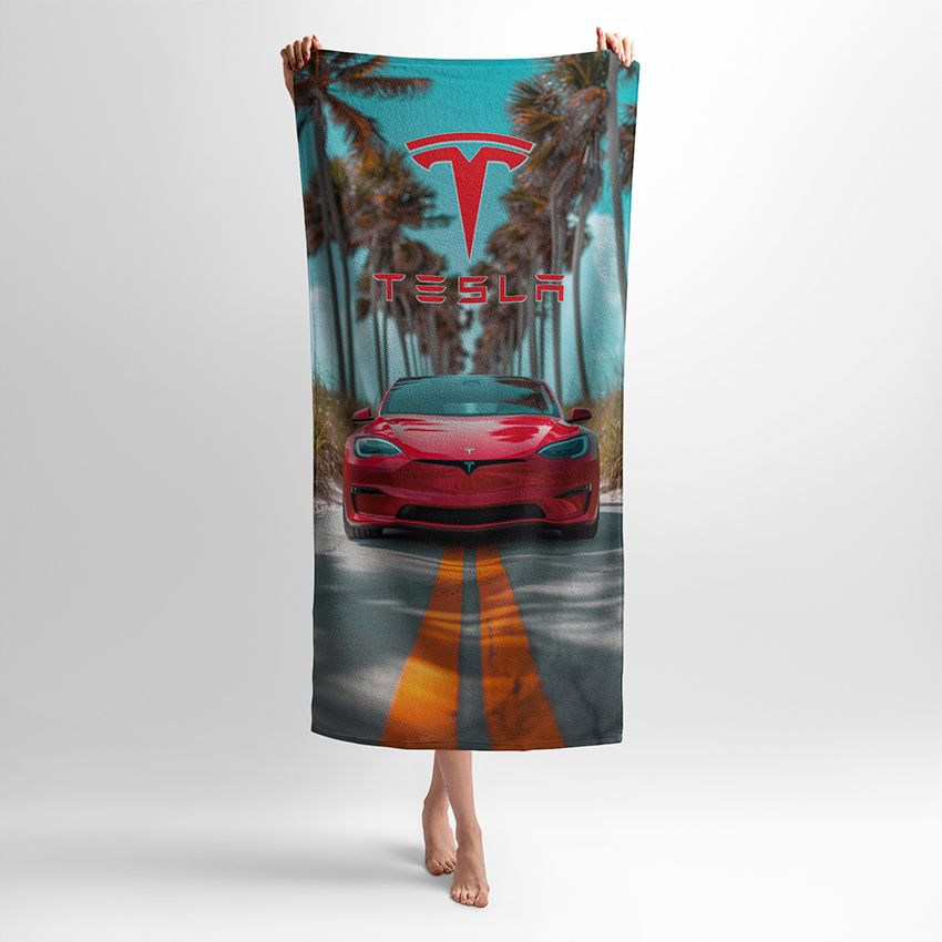 Червоний електромобіль Тесла Red electrocar Tesla