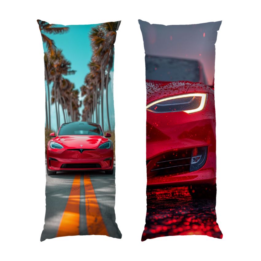 Червоний електромобіль Тесла Red electrocar Tesla