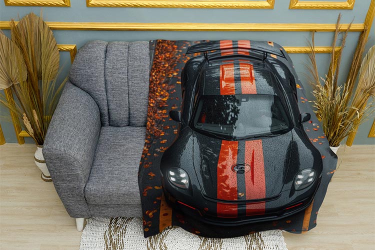 Чорний Порше з червоними лініями Black Porsche with red lines