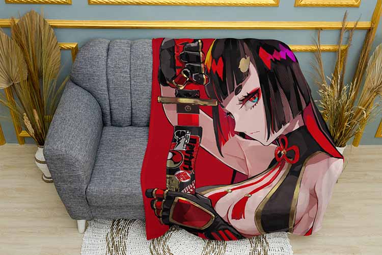 Дівчина з мечем Червоний фон Аніме A girl with a sword Red background Аnime