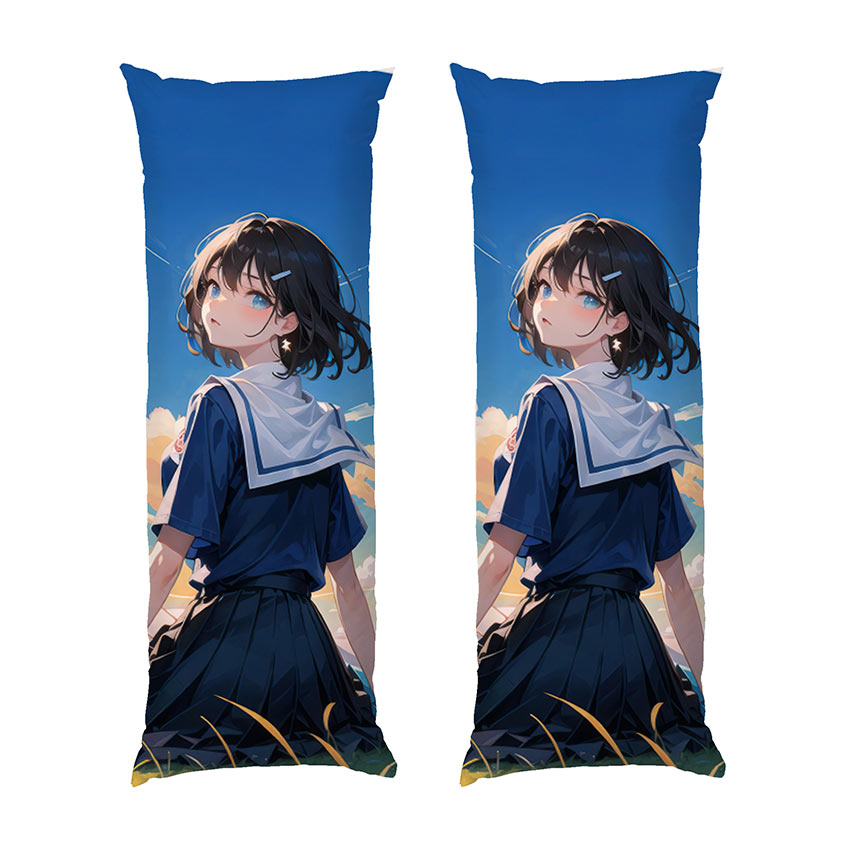 Дівчинка сидить в полі Аніме The girl is sitting in the field Anime