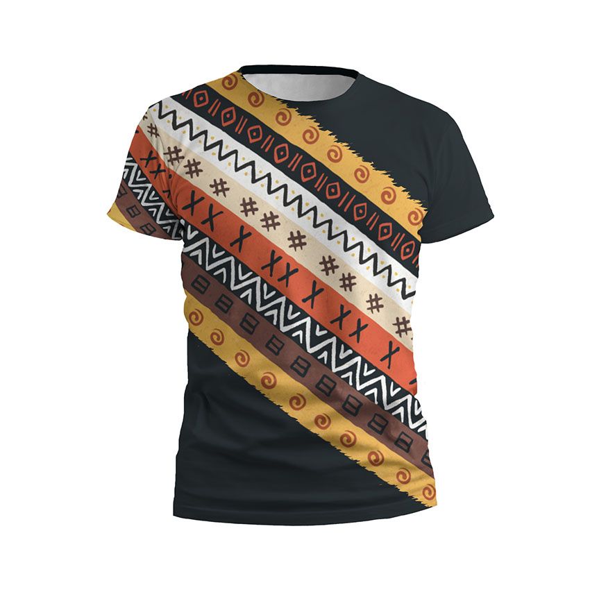 Футболка дитяча спортивна Етнічний помаранчевий візерунок Ethnic orange pattern black