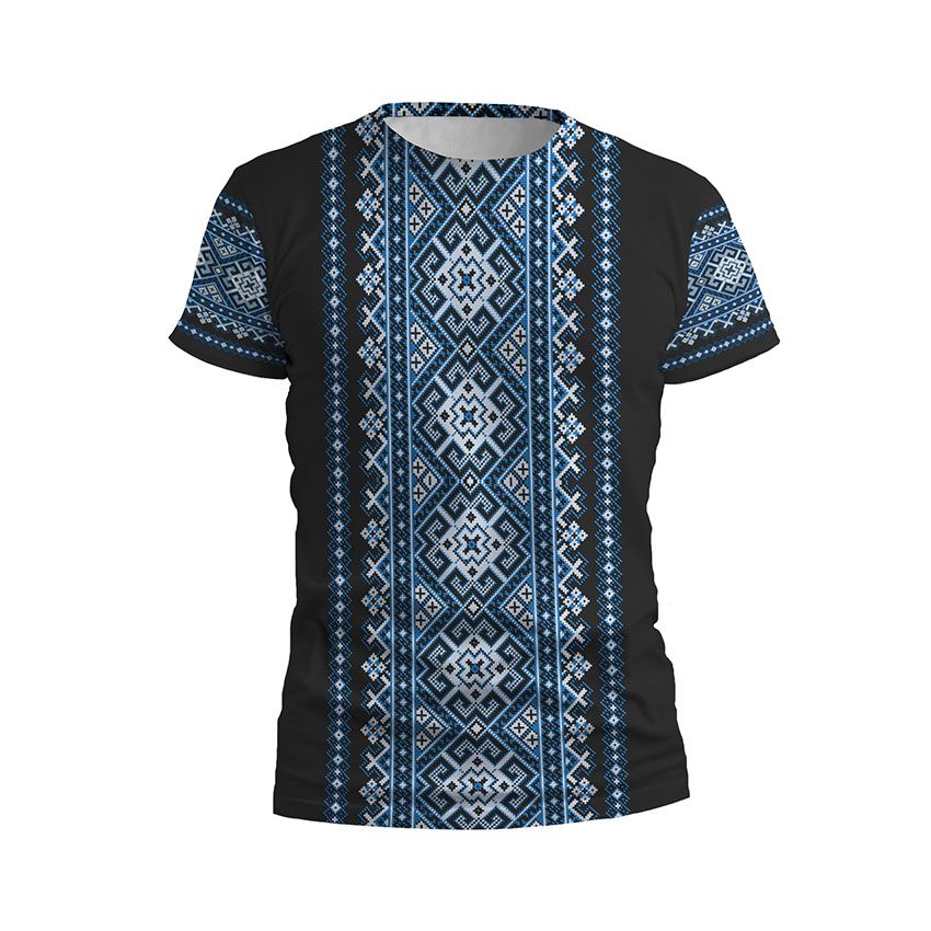 Футболка дитяча спортивна Традиційна вишиванка Traditional embroidery Black блакитний