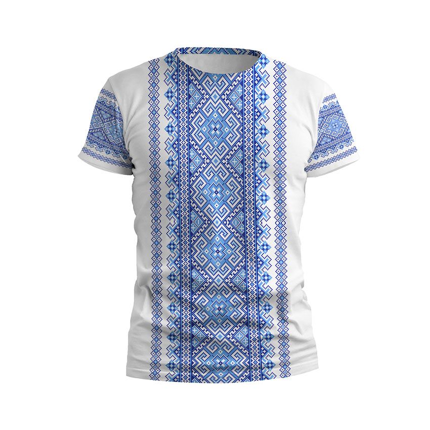 Футболка дитяча спортивна Традиційна вишиванка Traditional embroidery White блакитний