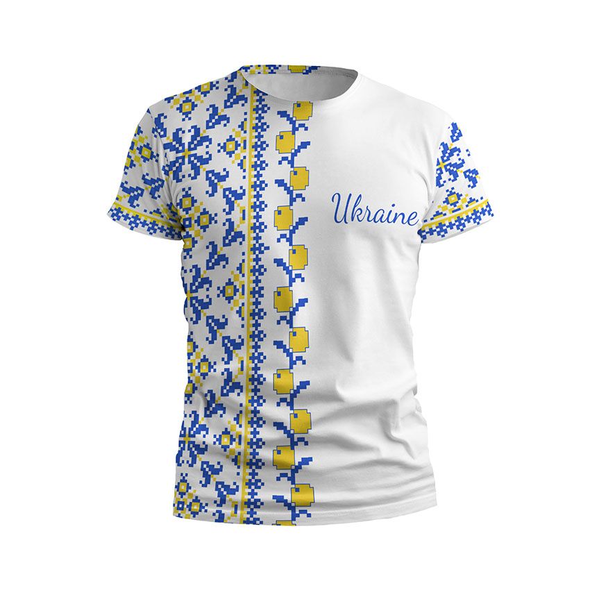 Футболка дитяча спортивна Українська культура Вишиванка Ukrainian culture Embroidery White жовто-блакитний
