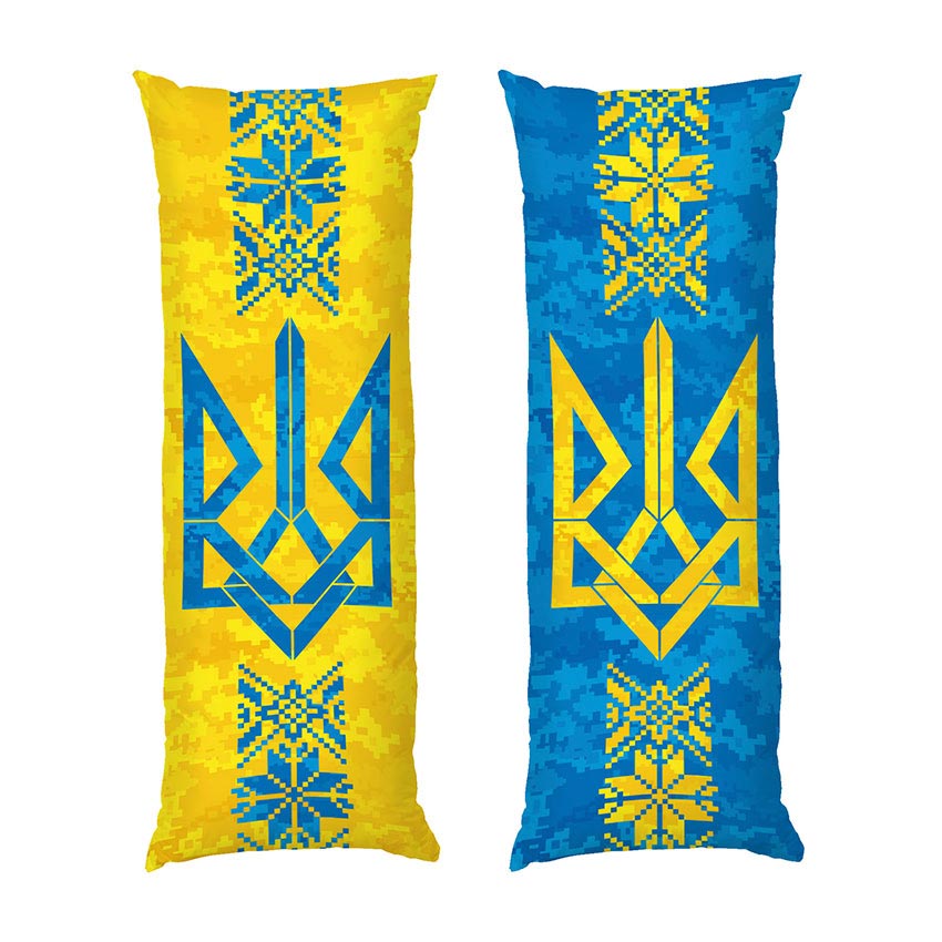 Герб України з вишиванкою Синьо жовтий