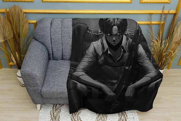 Леві Аккерман Чорно білий фон Атака Титанів Levi Ackerman Black and white background Attack on Titan