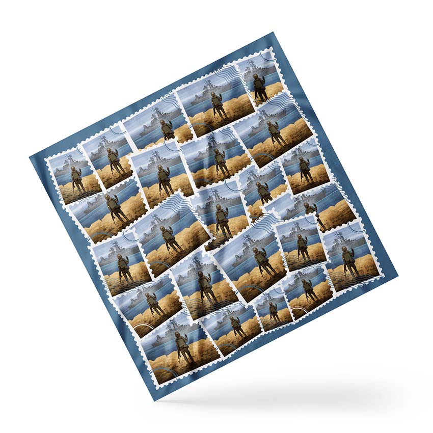 Марка Руський воєнний корабель Stamp Russian warship