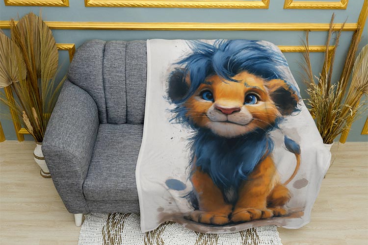 Милий лев з блакитною гривою Cute lion with a blue mane