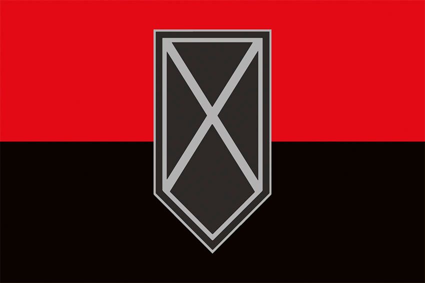 Прапор 1 стрілецького батальйону 3 ОШБр (1 СБ 3 ОШБр) ЗСУ червоно чорний