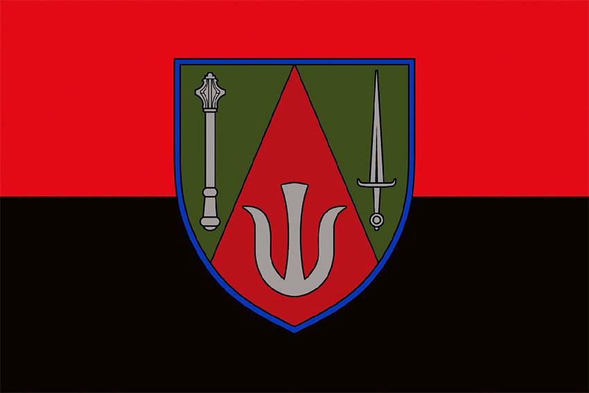 Прапор 11 армiйського корпусу (11 АК) СВ ЗСУ червоно чорний