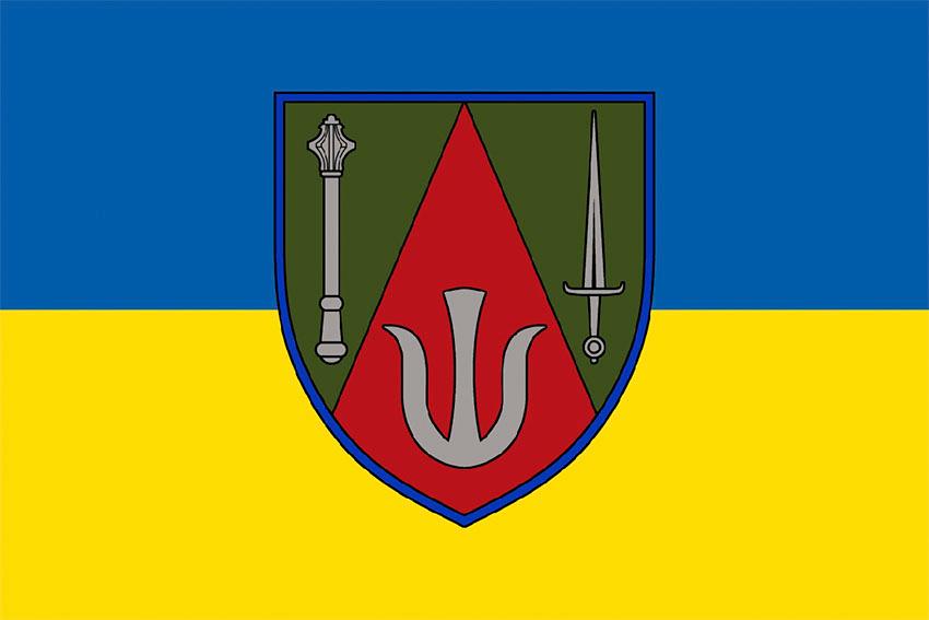 Прапор 11 армiйського корпусу (11 АК) СВ ЗСУ синьо жовтий