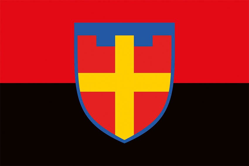 Прапор 115 окремої бригади територіальної оборони (115 ОБрТрО) ЗСУ червоно чорний