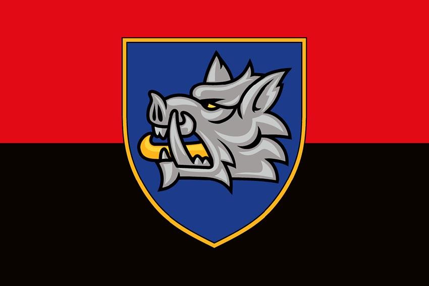 Прапор 153 окремої механізованої бригади (153 ОМБр) СВ ЗСУ червоно чорний