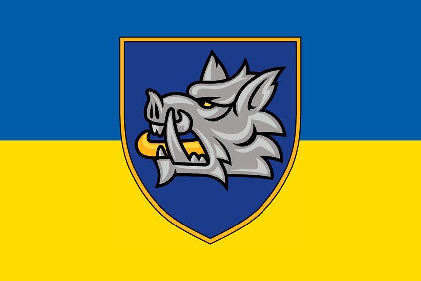 Прапор 153 окремої механізованої бригади (153 ОМБр) СВ ЗСУ синьо жовтий