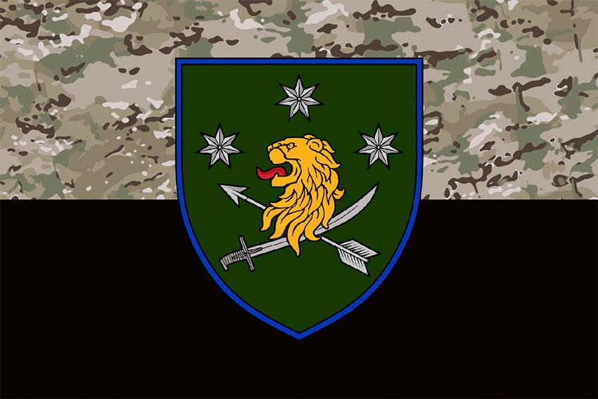 Прапор 157 окремої механізованої бригади (157 ОМБр) СВ ЗСУ камуфляж чорний