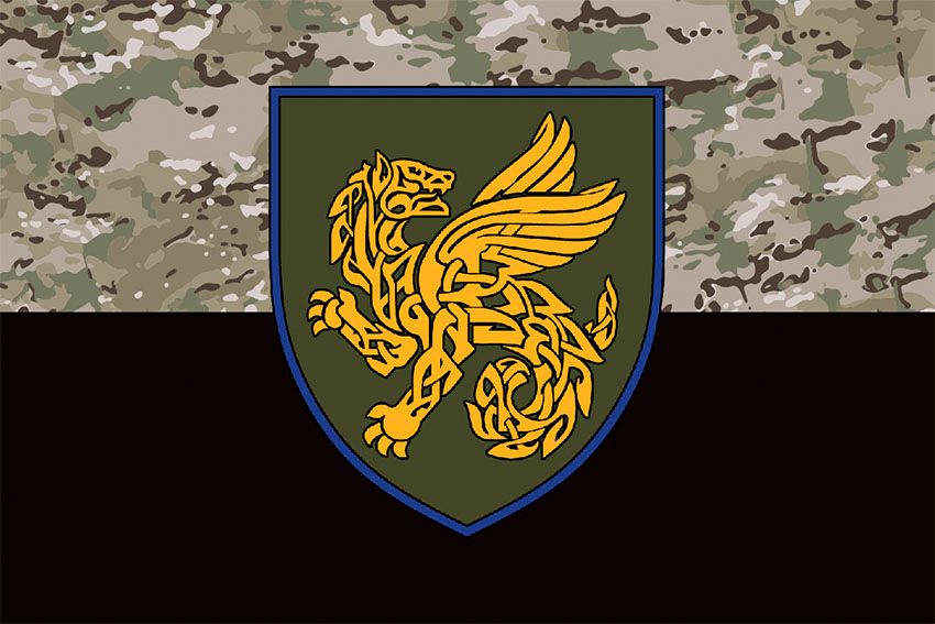 Прапор 158 окремої механізованої бригади (158 ОМБр) СВ ЗСУ камуфляж чорний