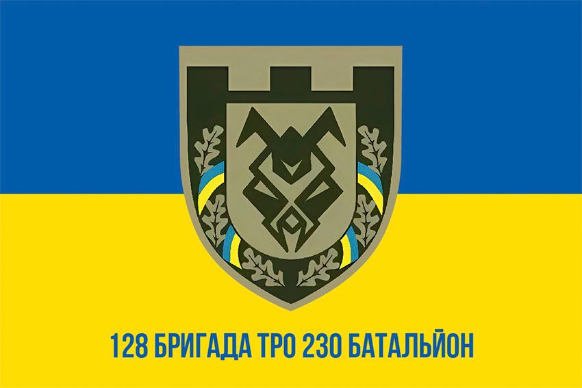 Прапор 230 окремого батальйону 128 ОБрТрО «Дике поле» (230 ОБ 128 ОБрТрО) ЗСУ синьо жовтий