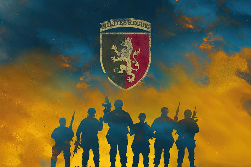 Прапор 24 окремої механізованої бригади (24 ОМБр) імені короля Данила ЗСУ Воїни світла синьо жовтий