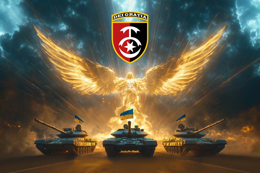 Прапор 30 ОМБр імені князя Костянтина Острозького Янгол ЗСУ золотий