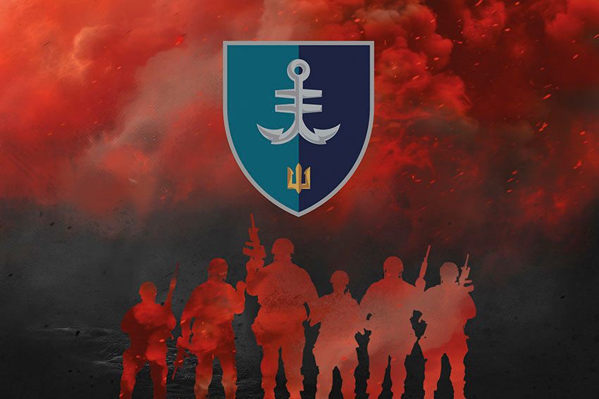 Прапор 35 окремої бригади морської піхоти (35 ОБрМП) імені Михайла Остроградського ВМС ЗСУ Воїни світла червоно чорний