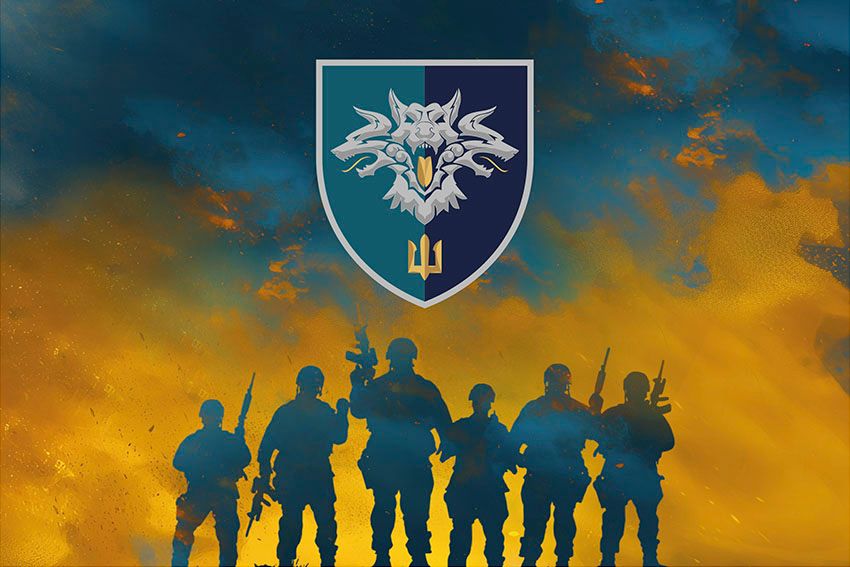 Прапор 38 окремої бригади морської піхоти (38 ОБрМП) ВМС України Воїни світла синьо жовтий