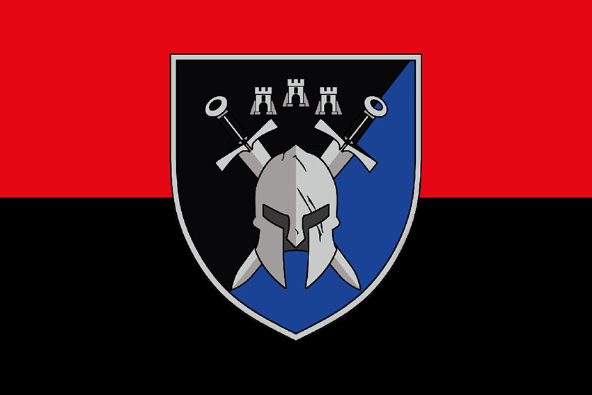 Прапор 42 окремої механізованої бригади (42 ОМБр) СВ ЗСУ червоно чорний