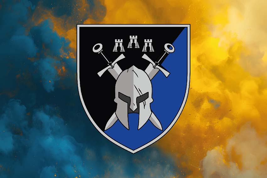 Прапор 42 окремої механізованої бригади (42 ОМБр) СВ ЗСУ синьо жовтий світанок