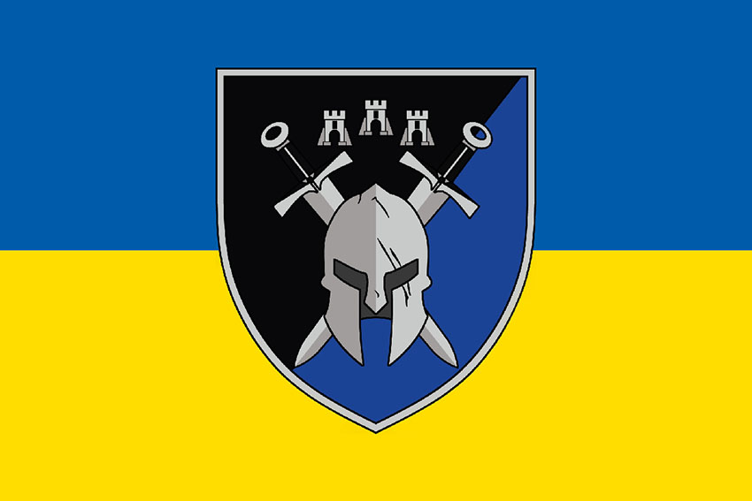 Прапор 42 окремої механізованої бригади (42 ОМБр) СВ ЗСУ синьо жовтий