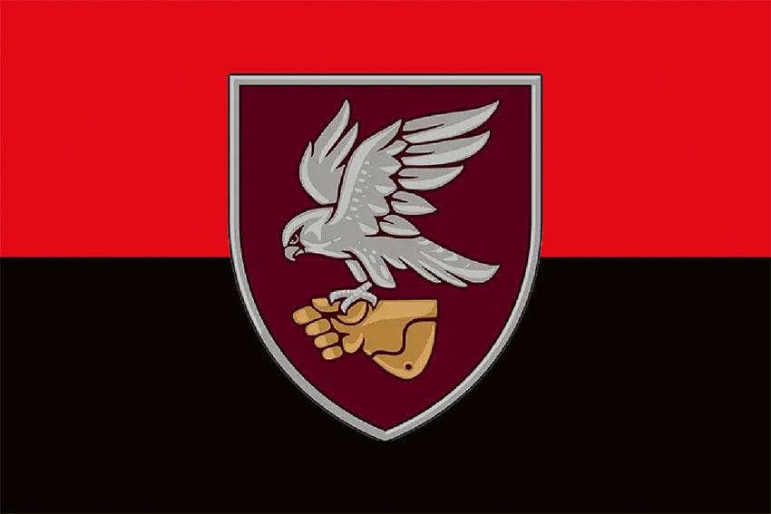 Прапор 421 окремого батальйону безпілотних систем ДШВ ЗСУ червоно чорний