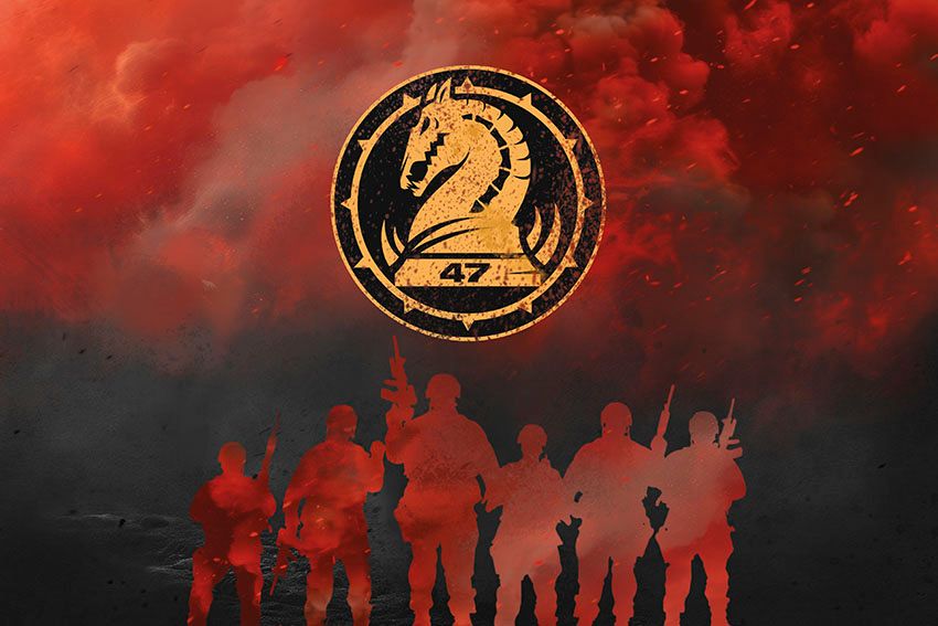 Прапор 47 окремої механізованої бригади «Маґура» (47 ОМБр) ЗСУ Воїни світла червоно чорний