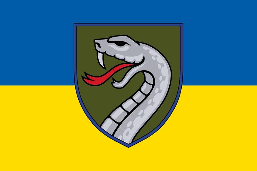 Прапор 61 окремої механізованої Степової бригади (61 ОМБр) СВ ЗСУ синьо жовтий