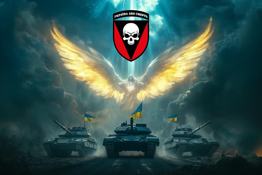 Прапор 72 ОМБр імені Чорних Запорожців Янгол ЗСУ синій