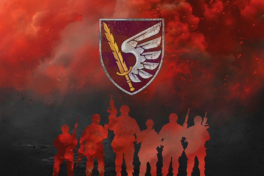 Прапор 79 ОДШБр ДШВ ЗСУ Воїни світла червоно чорний