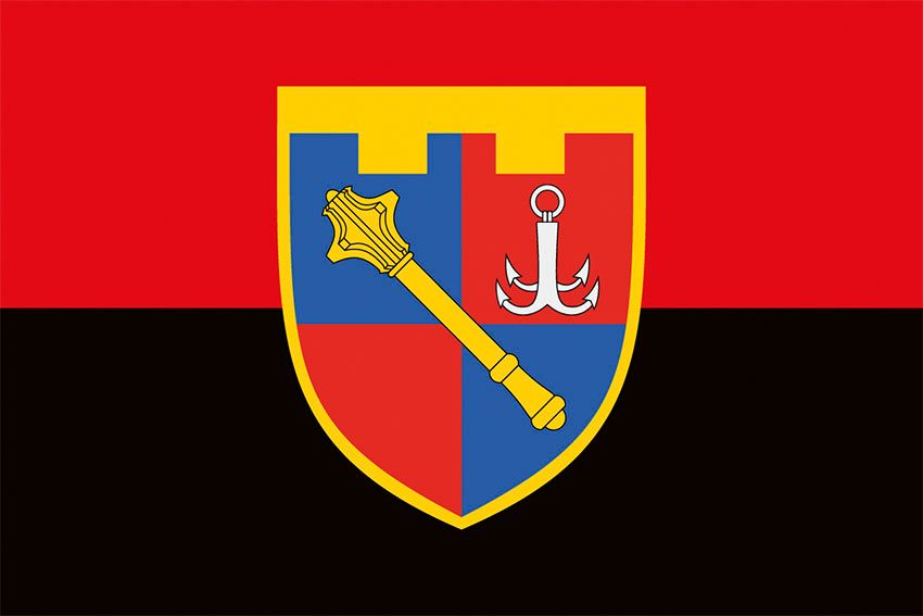 Прапор Регіонального управління Сил територіальної оборони «Південь» (РУ Сил ТрО «Південь») ЗСУ червоно чорний