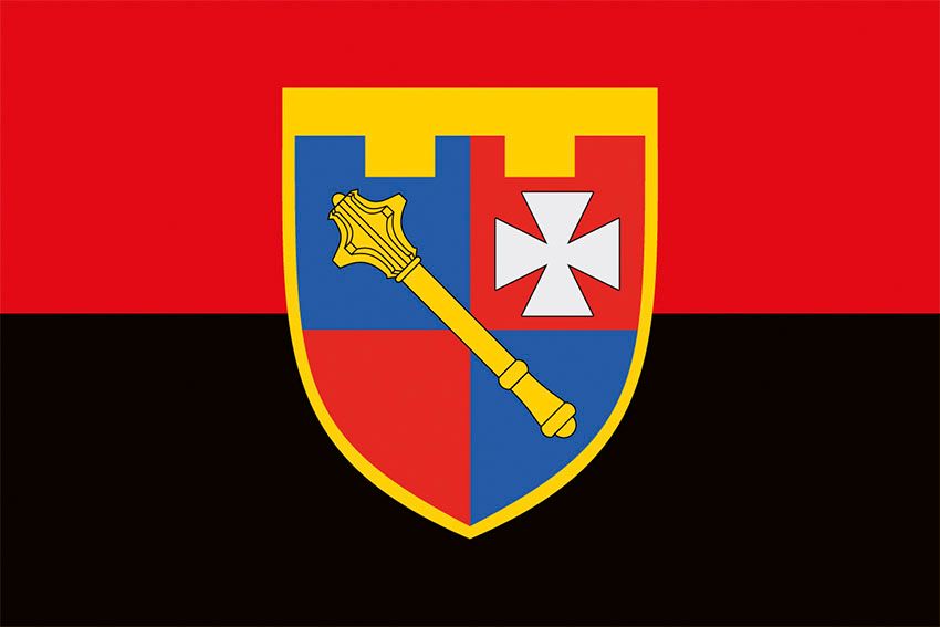 Прапор Регіонального управління Сил територіальної оборони «Захід» (РУ Сил ТрО «Захід») ЗСУ червоно чорний