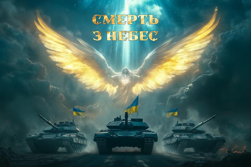 Прапор «Смерть з небес» Янгол ЗСУ синій