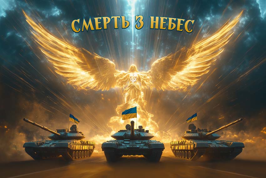 Прапор «Смерть з небес» Янгол ЗСУ золотий