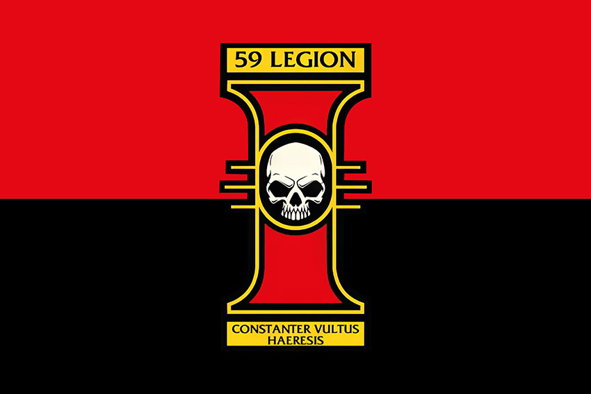 Прапор Зведеної групи БПЛА «Інквізиція» 59 ОШБр імені Якова Гандзюка ЗСУ червоно чорний