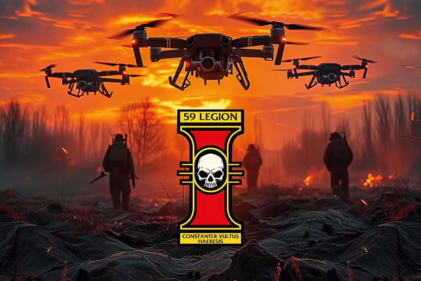 Прапор Зведеної групи БПЛА «Інквізиція» 59 ОШБр імені Якова Гандзюка ЗСУ дрони